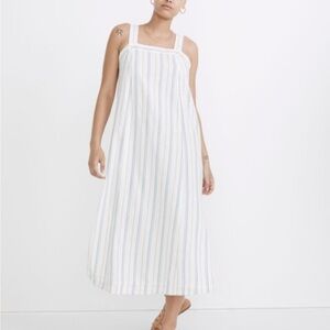 Madewell Striped Midi Dress - Cream and Blue Size M Excellent Condition